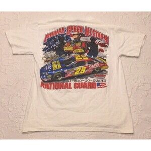 NASCAR National Guard White 2006 Casey Mears 25 Shirt Mens Med Vtg Y2K 00s USA